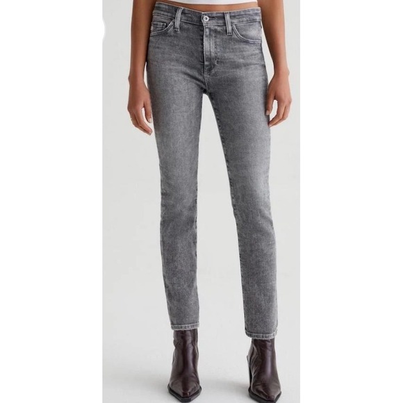 Ag Adriano Goldschmied Denim - AG Adriano Goldschmied Mari High Rise‎ Slim Straight Faded Grey Jeans 30 Stretch